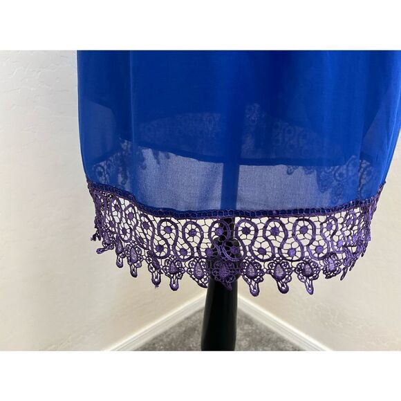 Arden B Royal blue organza dress with crochet bottom trim size M - Picture 6 of 6